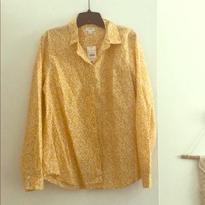 JCrew Yellow/White Cotton Collared Button-Down